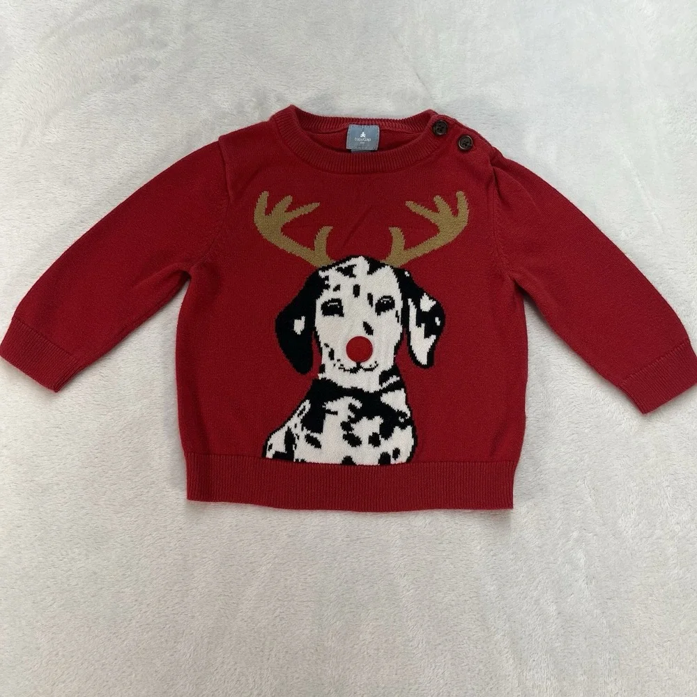Baby Gap Sweater Unisex Baby 6-12m Christmas Dalmatian Rudolph Winter Holiday